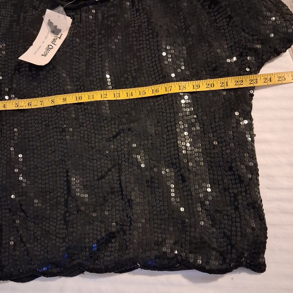 Vintage Black Sequin Women's Top Size 16 - Picture 9 of 13